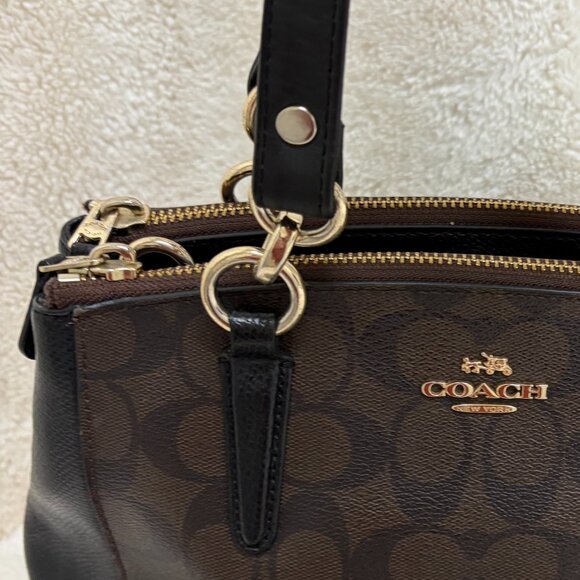 Classic Coach Mini Christie Handbag Brown/Black Logo Pattern F36718 - Picture 10 of 12